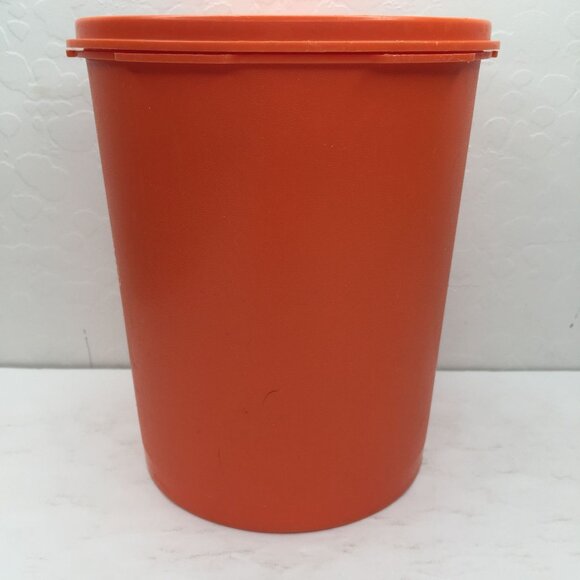 Vintage Servalier Tupperware Orange Storage Container 809-14 Sunburst Lid 810-26 - Picture 3 of 15